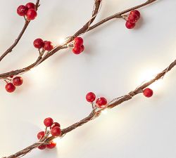 Lit Faux Red Berry Branch