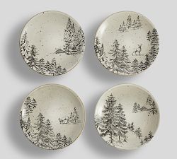 Rustic Forest Stoneware Appetizer Plates - Set of 4