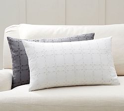 Eyelet Linen Lumbar Pillow Cover
