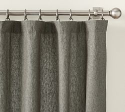 Open Box: Belgian Flax Linen Light Filtering Curtain, 100"W x 96"L - Dark Forest