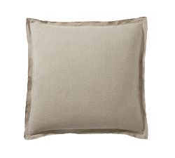 Open Box: Belgian Flax Linen Double Flange Sham, Euro Set of 2 - Dark Flax