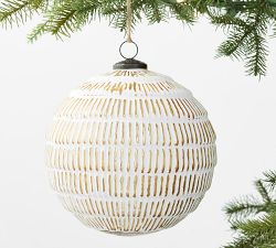 White &amp; Gold Mercury Glass Ball Ornaments