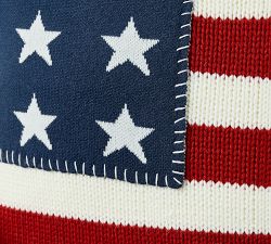 American Flag Cable Knit Pillow