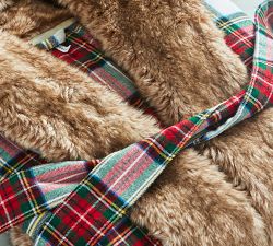 Stewart Plaid Flannel Faux Fur Robe