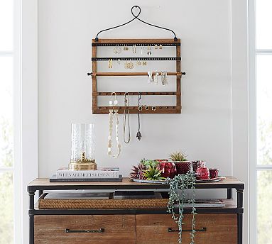Wall-Mounted Mango Wood Jewelry Organizer | Pottery Barn
