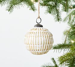 White &amp; Gold Mercury Glass Ball Ornaments