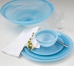 Alabaster Glass Dinnerware Collection - Aqua