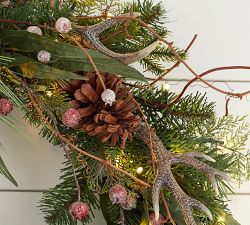 Lit Faux Tahoe Pine Wreath &amp; Garland