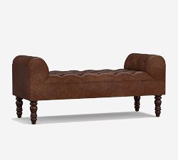 Lorraine Tufted Leather Bench