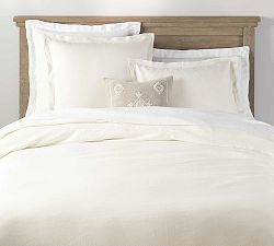 Open Box: Belgian Flax Linen Double Flange Duvet, Twin - Ivory