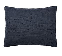 Open Box: Belgian Flax Linen Handcrafted Quilted Sham, Standard, Set of 3 - Midnight