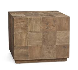 Patchwork Square Reclaimed Wood End Table