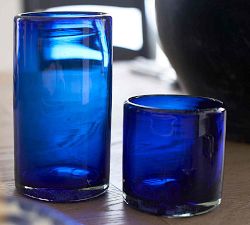 Santino Handcrafted Recycled Drinking Glasses, Set of 4 - Cobalt