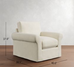 PB Comfort Modern Roll Arm Slipcovered Swivel Chair