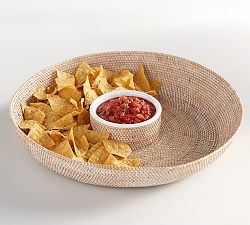 Tava Rattan Chip &amp; Dip Server
