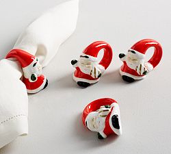 Ceramic Santa Napkin Ring, Set of 4
