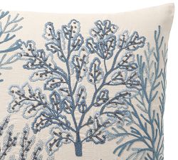 Layered Coral Embroidered Pillow Cover