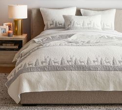 Winter Deer Reversible Applique Quilted Sham