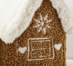 Cozy Teddy Gingerbread House Shaped Pillow