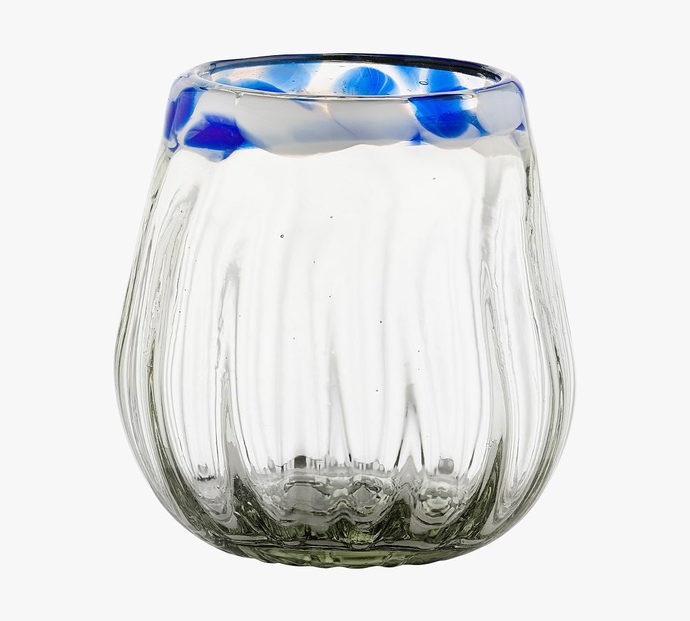 Optic Ocean Recycled Stemless Wine Glass Set by Pottery Barn