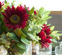 Faux Sunflower Arrangement in Glass Vase