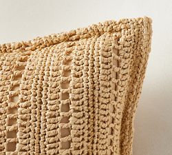 Hand-Crochet Faux Natural Fiber Outdoor Pillow