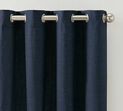 Open Box: Emery Linen Grommet Blackout Curtain, 50"W x 84"L - Midnight