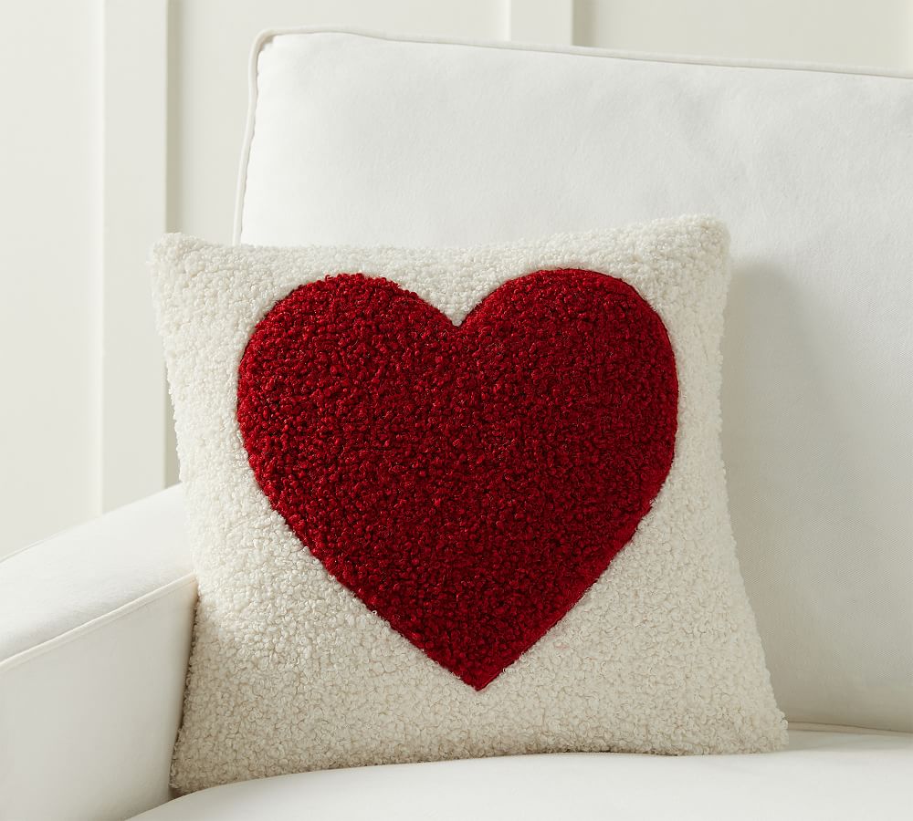 Cozy Teddy Faux Fur Heart Pillow Cover by Pottery Barn