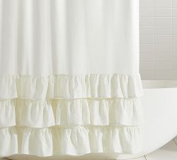 Linen Ruffle Shower Curtain