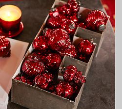 Eclectic Mercury Glass Ornaments - Red, Set of 3