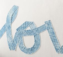 Indigo Love Script Lumbar Pillow Cover