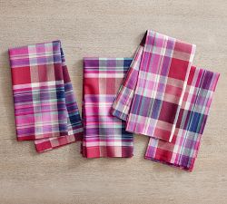 Madras Plaid Organic Cotton Napkins - Set of 4