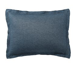 Open Box: Belgian Flax Linen Double Flange Sham, Standard, Set of 2  - Denim