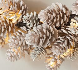 Pre-Lit Faux White Pinecone Wreath