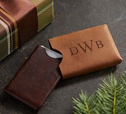 Cognac Leather Business Card Holder