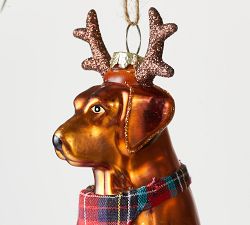 Dog with Antlers and Scarf Ornament