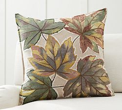 Leaf Embroidered Pillow Cover