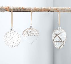 Monique Lhuillier Neve Beaded Glass Ornaments - Set of 3