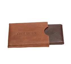 Cognac Leather Business Card Holder
