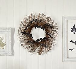 Halloween Twig Wreath With Bats
