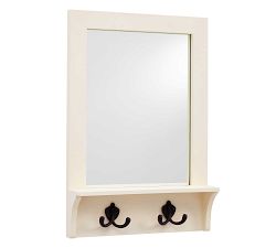 Wade Entryway Mirror with Hooks - Almond White