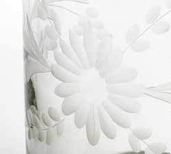Etched Floral Recycled Glass Pitcher
