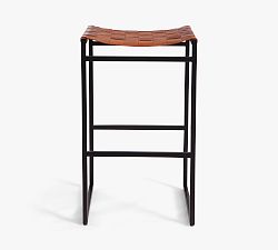 Hardy Woven Leather Backless Stool
