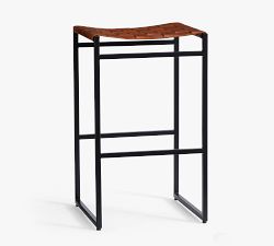 Hardy Woven Leather Backless Stool
