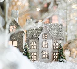 Lit German Glitter Village Houses, Benefiting Give A Little Hope Campaign
