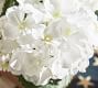 Faux Snowball Hydrangea Flower Arrangement In Wood Planter