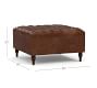 Lorraine Tufted Leather Square Storage Ottoman