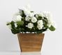 Faux Snowball Hydrangea Flower Arrangement In Wood Planter