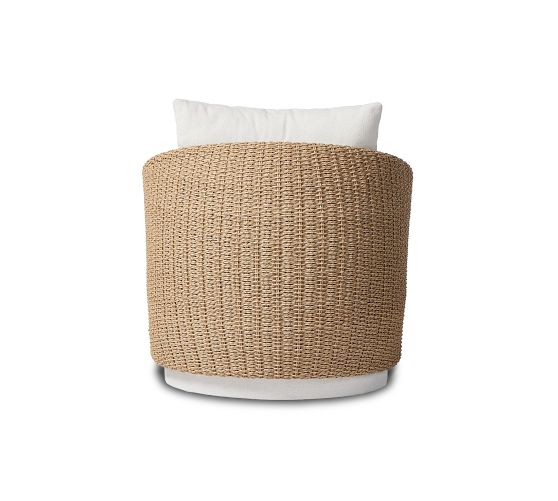 Pottery Barn Malone Wicker Swivel Lounge Chair - Thumbnail 4