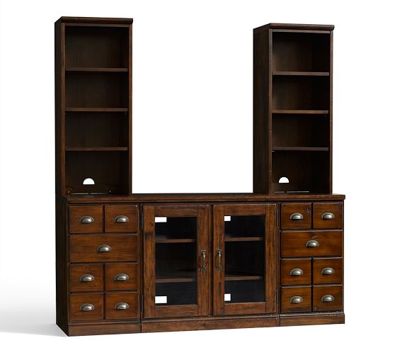 Printer's 5-Piece Entertainment Center With Cabinets - Thumbnail 3